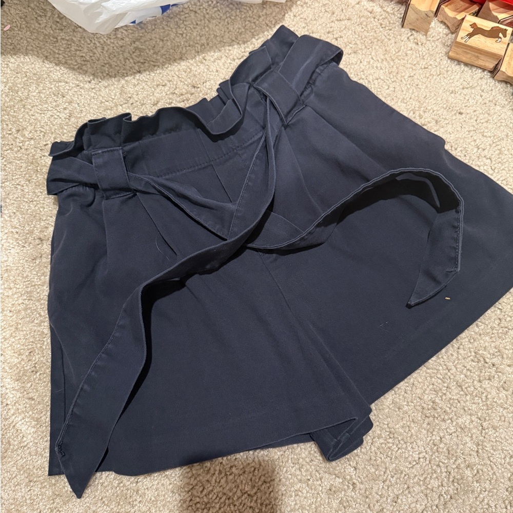Zara Dark Blue Ruffle Waist Shorts